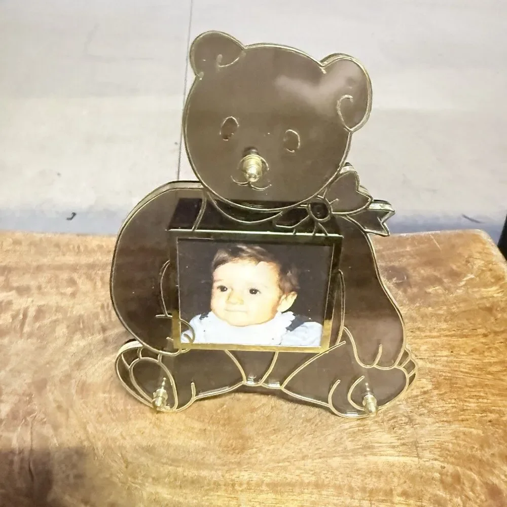 Vintage Schmid Wind Up Music Teddy Bear’s Picnic Baby Photo Frame Keepsake WORKS